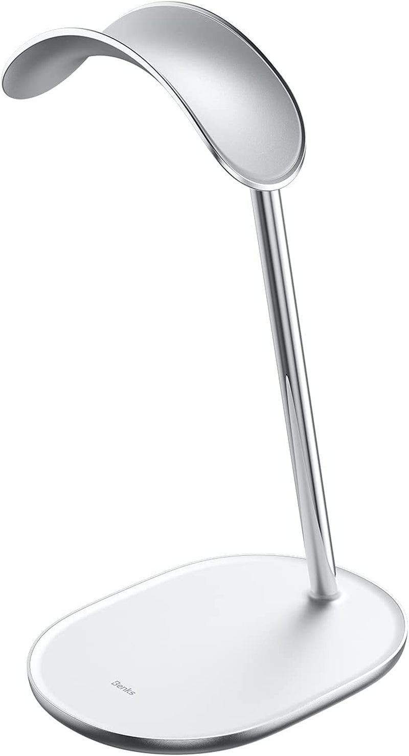 BENKS Desktop Headphone Stand Universal Headset Holder Hanger Mount Aluminum with Protective Silicone Pad, Gaming Headset Accessories, Compatible with Airpods Max, Beats, Bose, Sony and so on (White) BENKS