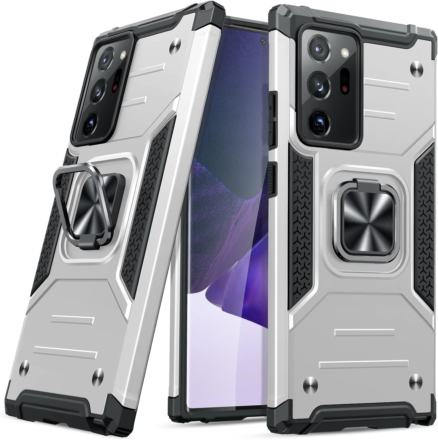 JAME for Samsung Galaxy Note 20 Ultra Case, Military-Grade Drop Protective Phone Case Cover for Note 20 Ultra, with Metal Ring Holder Kickstand for Galaxy Note 20 Ultra Case, Red JAME Silver