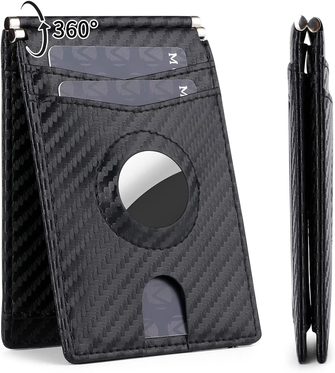 Mokzer Airtag Wallet Men Slim Minimalist Bifold Wallet with Airtag Holder RFID Blocking Front Pocket Mens Wallet 11 Card Holders Gift Box(Airtag Not Included) mokzer blackstripe