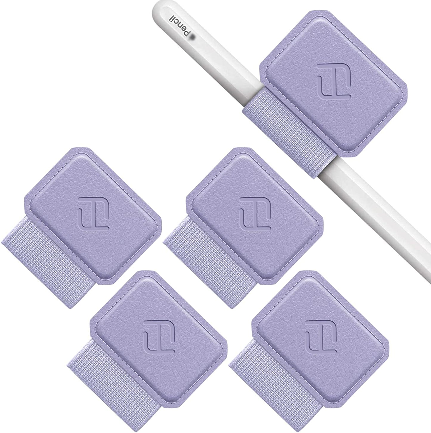 Fintie 4 Pack Pen Loop Holder Compatible with Apple Pencil 1St & 2Nd Generation and Stylus Pens, Elastic Adhesive Leather Pen Sleeve Attached to Cases, Notebooks Journals Calendars, Black FINTIE Lilac Purple