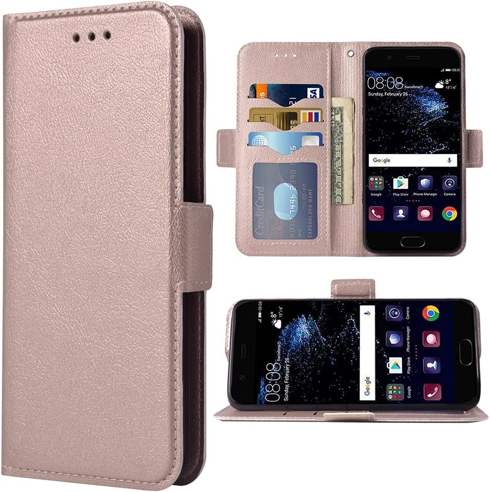 WWAAYSSXA Compatible with Huawei P10 Lite Wallet Case Wrist Strap Lanyard Leather Flip Cover Card Holder Stand Cell Accessories Phone Cases for Hawaii P10Lite P 10 10Lite 2017 Women Men Blue WWAAYSSXA Rose Gold Huawei P10 Lite
