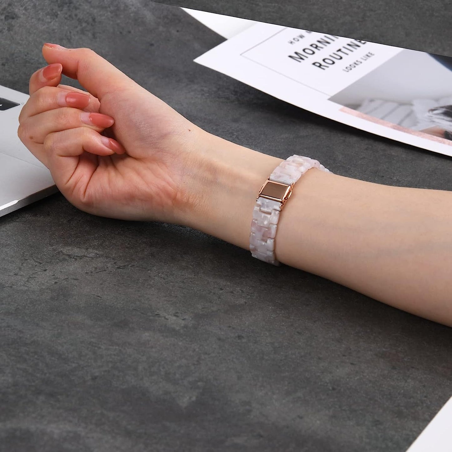 Wongeto Compatible with Fitbit Luxe/Luxe SE Bands for Women Girls, Resin Wristband Strap with Stainless Steel Buckle Replacement Bands for Fitbit Luxe Accssorises Wongeto