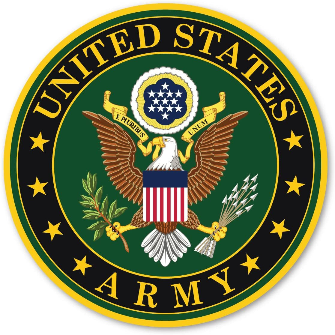 Army Large Seal Sticker by Magnet America Is 11 1/2" X 11 1/2" Made for Vehicles, Laptops, and Refrigerators Magnet America