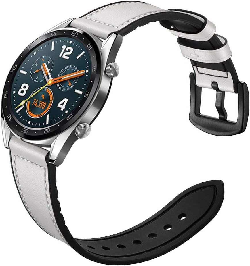 Morsey 22Mm Soft Nylon Watch Bands Compatible for Samsung Galaxy Watch 46Mm/Watch 3 45Mm/Gear S3 Frontier/Classic, Sport Strap Wristband Replacement Bracelet for Women Men (Black) Morsey Z2 Leather-White