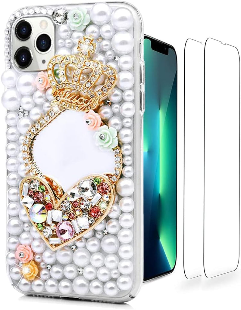 Luziun Glitter Phone Case Compatible with Samsung Galaxy Note 20 Ultra 5G - 3D Luxury Girls Women Shiny Bling Design for Samsung Galaxy Note 20 Ultra 5G LUZiUN Mirror Crown Heart - Case Design For Samsung Galaxy S20 Fe 5G