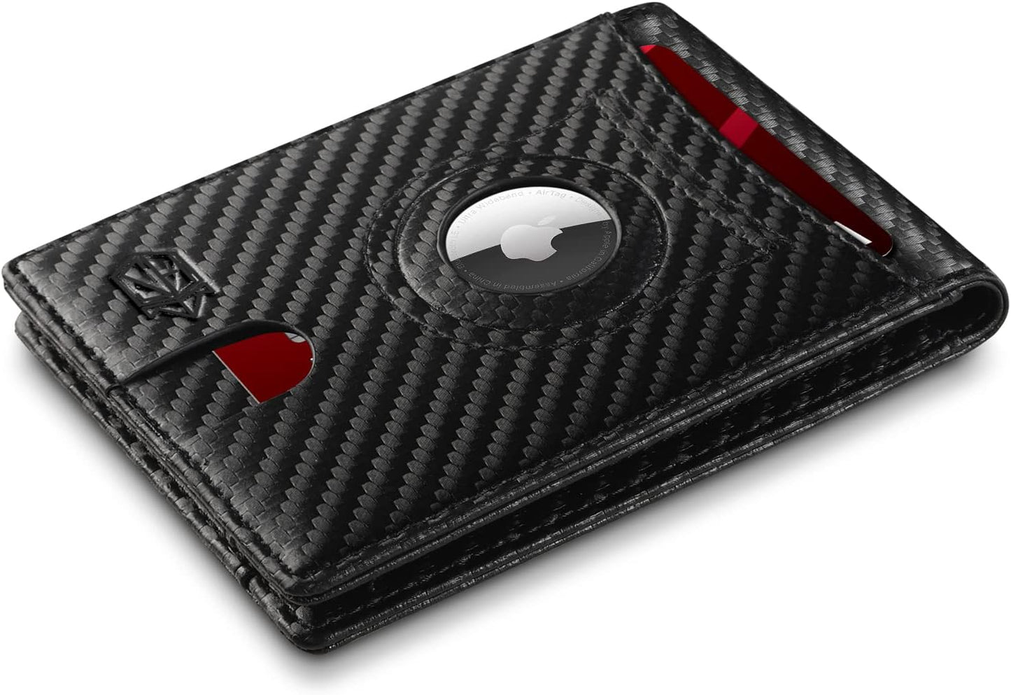 Zitahli Airtag-Wallet-Mens-Slim-Rfid Blocking Wallet Leather with Money Clip Air Tag Wallet Card Holder Bifold Gifts for Men Zitahli Carbon Black