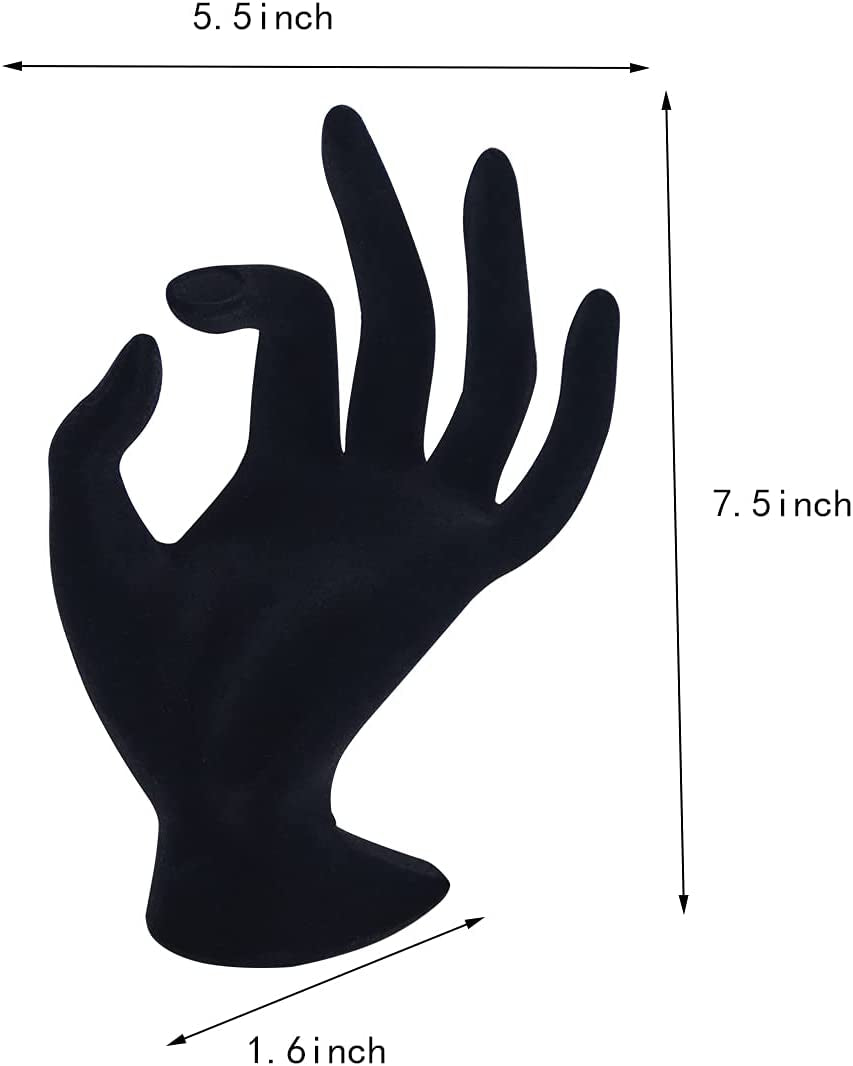 OK Gesture Ring Hand Holder,Jewelry Display Stand Hand Holder for Rings Bracelets Photo Props,Home Decoration(Black Velvet) ByKen Jewelry