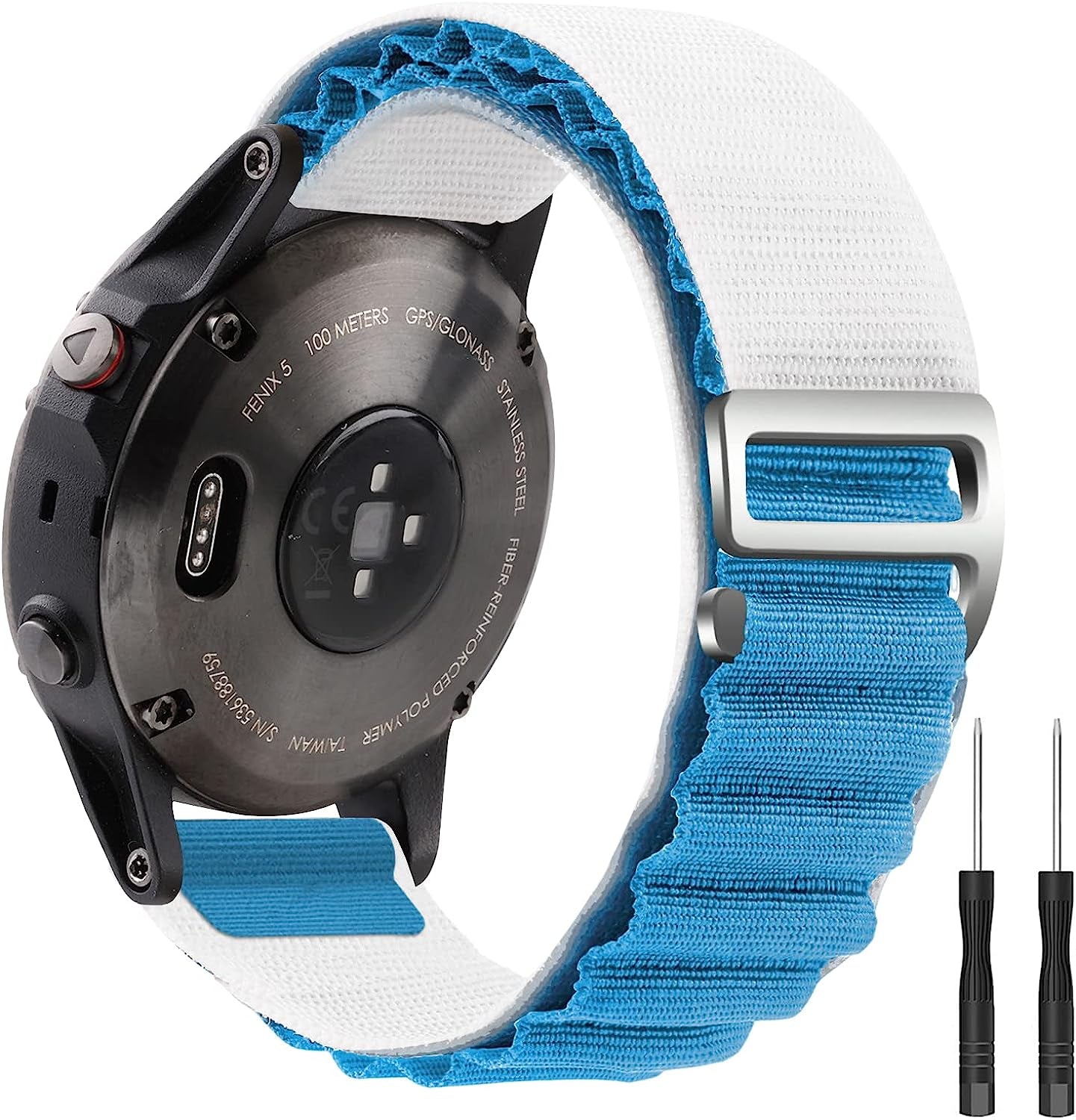 Blackpro Alpine Loop Nylon Strap Compatible Garmin Fenix 6/Fenix 6X Pro/Fenix 5 Watch Band,22Mm Sport Nylon Replacement Watch Bands for Garmin Fenix 6 Pro/Sapphire. BlackPro WhiteBlue