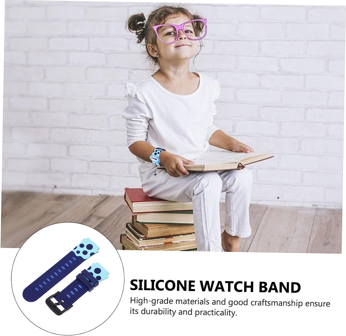 Mikikit Smartwatch Bands Children Universal Supple Wristband Belt Replacement Anti-Slip Smartwatch Watchband Strap Decorative Watch Kids Silicone Band Silicone Wristbands Mikikit