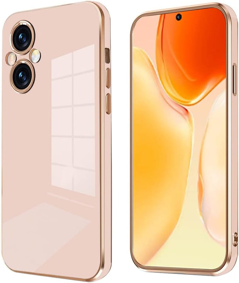 Wousunly Compatible with Oneplus Nord N20 5G Case Silicone Pink, Plating Phone Oneplus Nord N20 5G Case Shockproof Thin and Soft Cover (Dark Black) Wousunly Pink