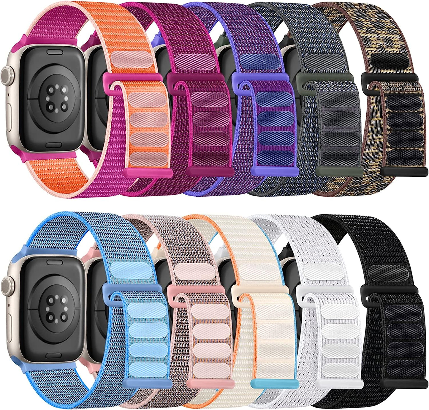 Lenrao 10 Pack Soft Nylon Solo Loop Bands Compatible with Apple Watch 38Mm 40Mm 41Mm 42Mm 44Mm 45Mm 49Mm for Women Men, Breathable Stretchy Braided Strap for Iwatch Series Ultra/8/7/6/5/4/3/2/1/Se Lenrao Black/Pink Sand/White/Cream/Wistaria/Pitaya/Rose/Storm Gray/Leopard/Cape Cod Blue 38mm/40mm/41mm