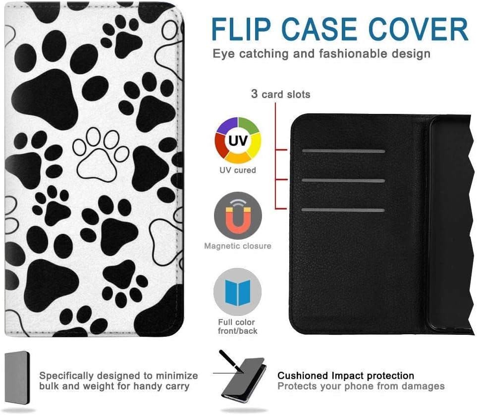 RW2904 Dog Paw Prints PU Leather Flip Case Cover for LG V30, LG V30 Plus, LG V30S Thinq, LG V35, LG V35 Thinq jjphonecase