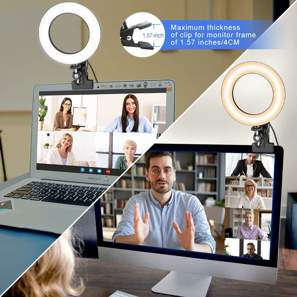 Eicaus 5'' Computer Ring Light for Video Conference Lighting, Laptop Ring Light with Clip and Tripod Stand, Selfie Light for Zoom Meetings,Live Streaming,Video Calls Eicaus