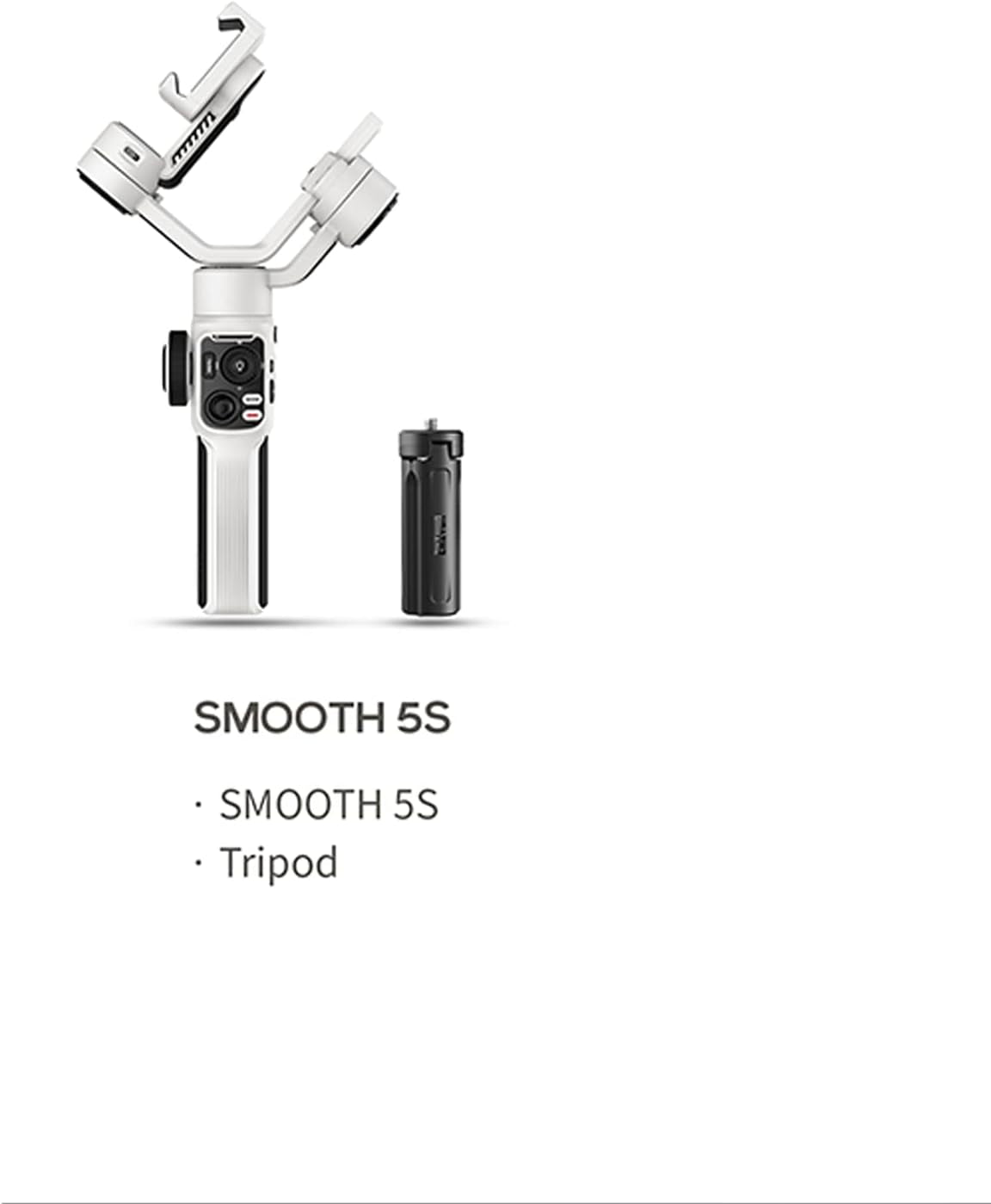 Zhiyun Smooth 5S Gimbal Stabilizer, Upgraded Smooth 5 Phone 3-Axis Handheld Smartphone Gimbal for Iphone Android with Bulit in Fill Light, Grip Tripod (White) ZHIYUN