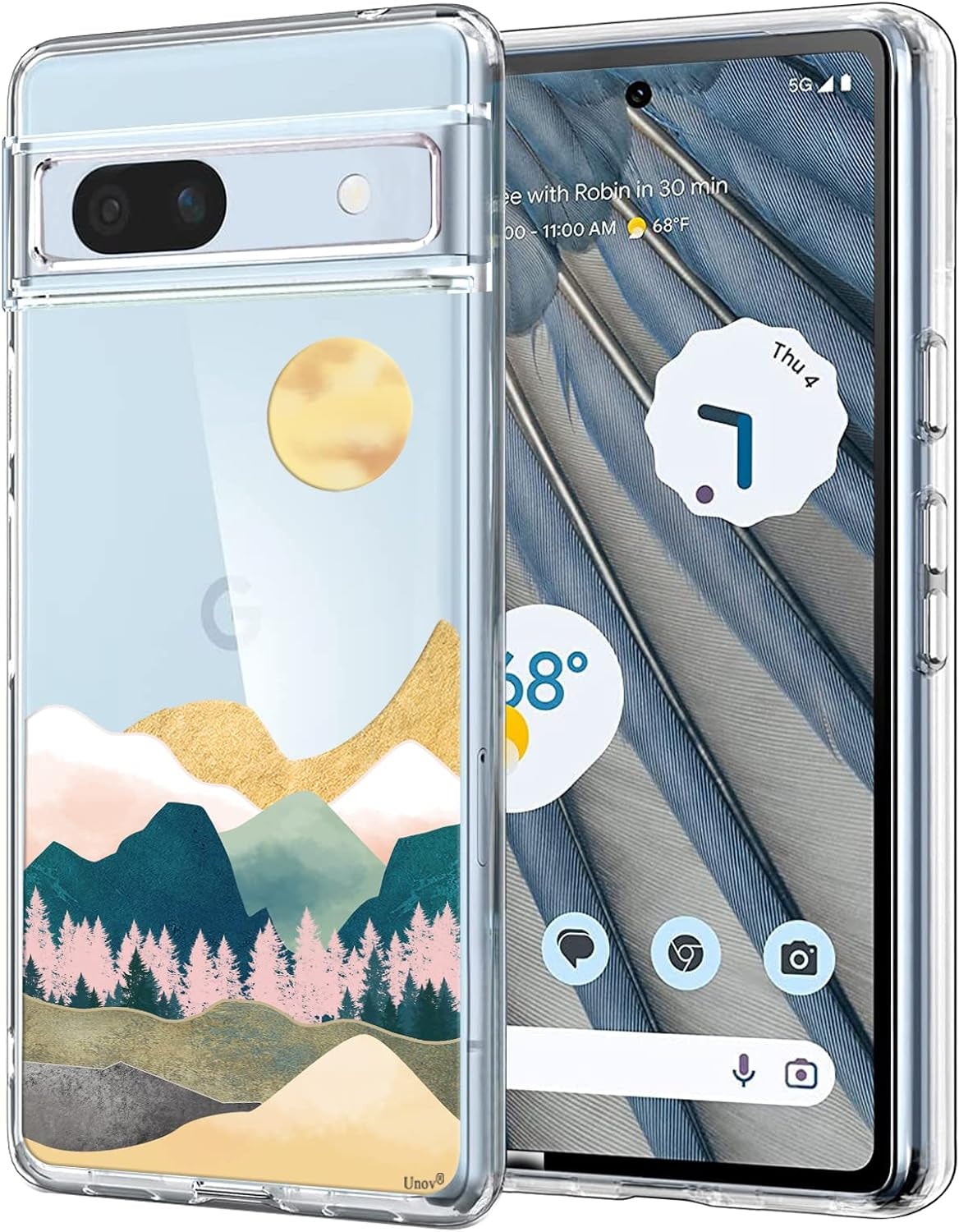 Unov Compatible with Pixel 7A Case Clear with Design Soft TPU Shock Absorption Slim Embossed Pattern Protective Back Cover for Pixel 7A 5G (Flower Butterfly) Unov Sierra Mountains Google Pixel 7A