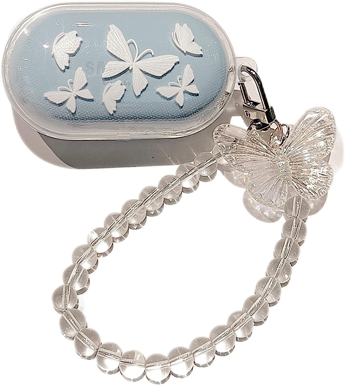 CASEVERSE Case for Samsung Galaxy Buds plus (2020) /Galaxy Buds (2019), Protective Hard Cover Skin with Keychain Carabiner Support Wireless Charging CASEVERSE Butterfly