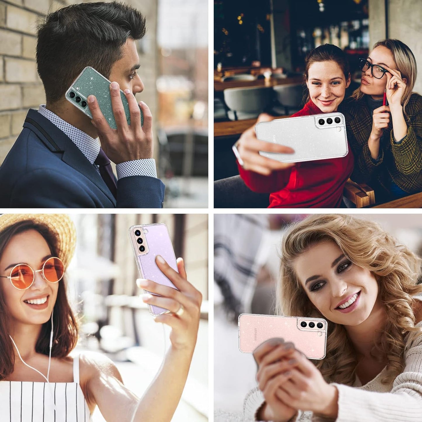 GUAGUA Compatible with Samsung Galaxy S22 5G Case 6.1 Inch Crystal Clear Flexible Soft TPU Cover Glitter Sparkle Bling Slim Shockproof Protective Anti-Slip Cases for Galaxy S22, Transparent GUAGUA