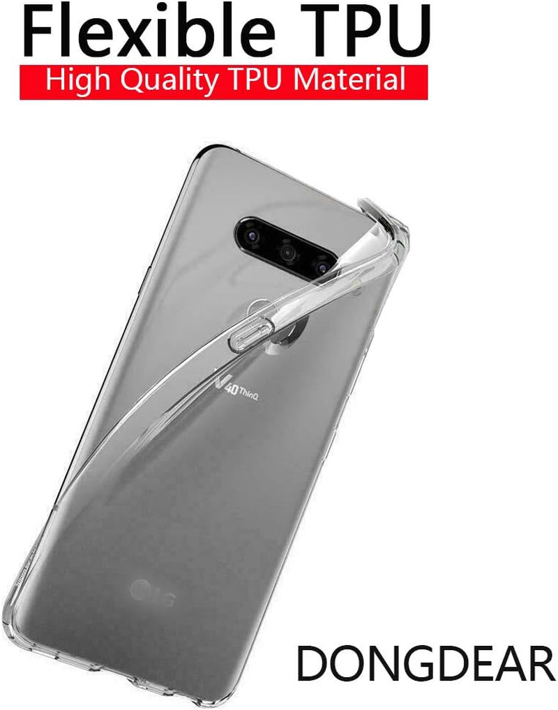 For LG V40 Thinq Case Clear,Ultra Slim LG V40 Phone Case Flexible Silicone TPU Scratch Resistant Rubber Gel Soft Skin Shockproof Highly Transparent Protective Cases Cover for LG V40 (Crystal Clear) DONGDEAR