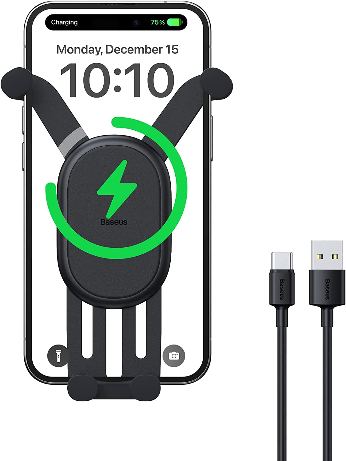 Wireless Car Charger, Baseus 15W Fast Charging Phone Mount for Car Vent, Car Phone Holder with Enlarged Charging Coil for Iphone 14 13 12 11 10 8 Pro Max Xs, Samsung Galaxy S&Note Series Google LG Etc Baseus