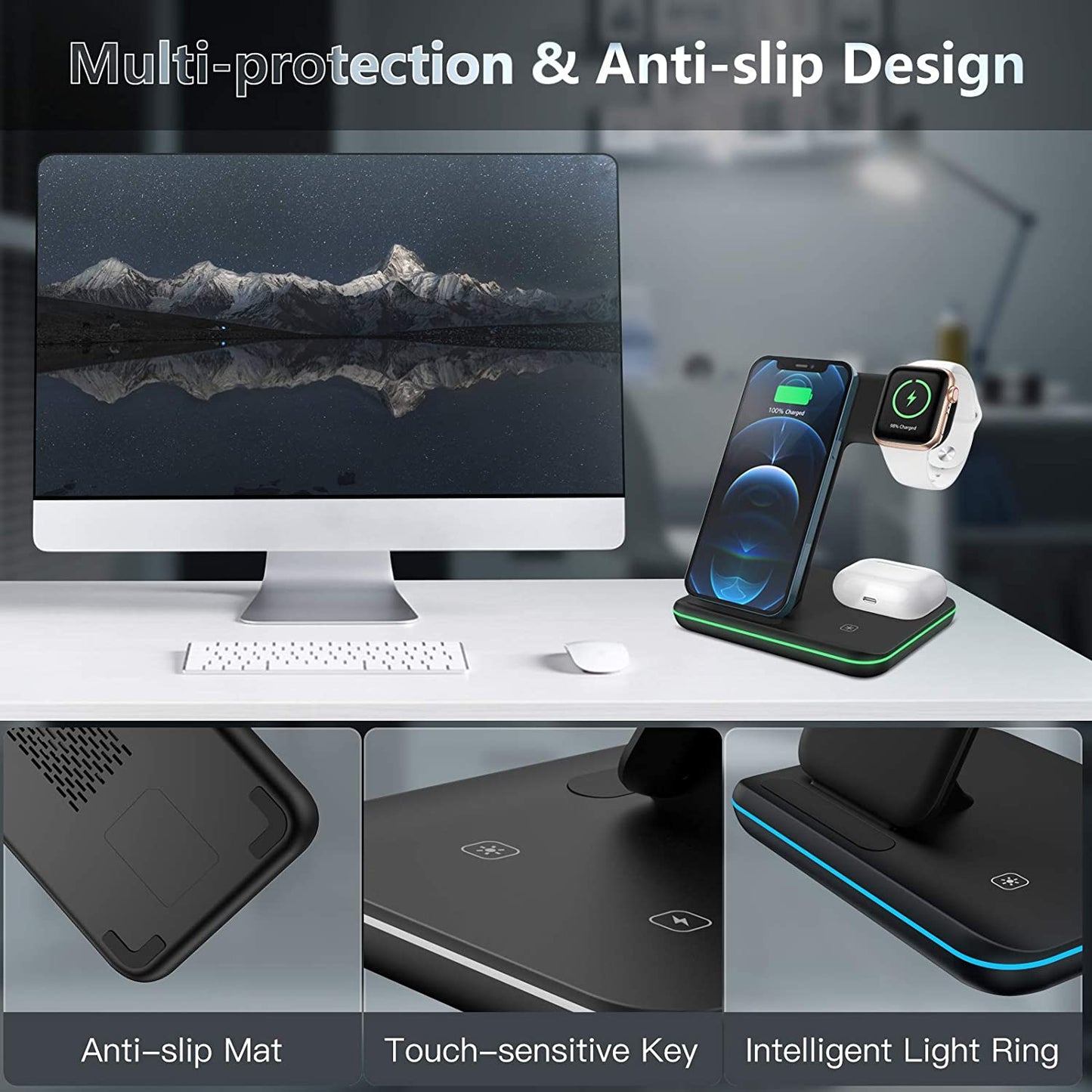 Liwin Wireless Charger, 3 in 1 Fast 15W Wireless Charging Station Compatible with Apple Watch 8 7 SE 6 5 4 3 2, Iphone 14 13 12 11 Pro/Pro Max/8/X, Airpods Pro 3 2, for Samsung S22 S21 S10 S9, Black Dongguan Xunyue Electronics Co.,Ltd.