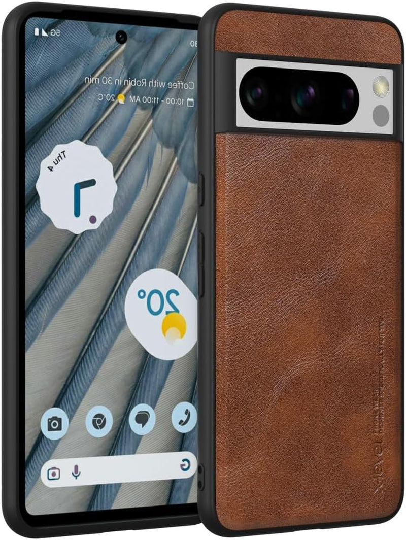 X-Level Google Pixel 8 Pro Case, Thin Slim Premium PU Leather Soft TPU Bumper Shockproof Protective Phone Cover for Google Pixel 8 Pro 2023 (Green) X-level Brown