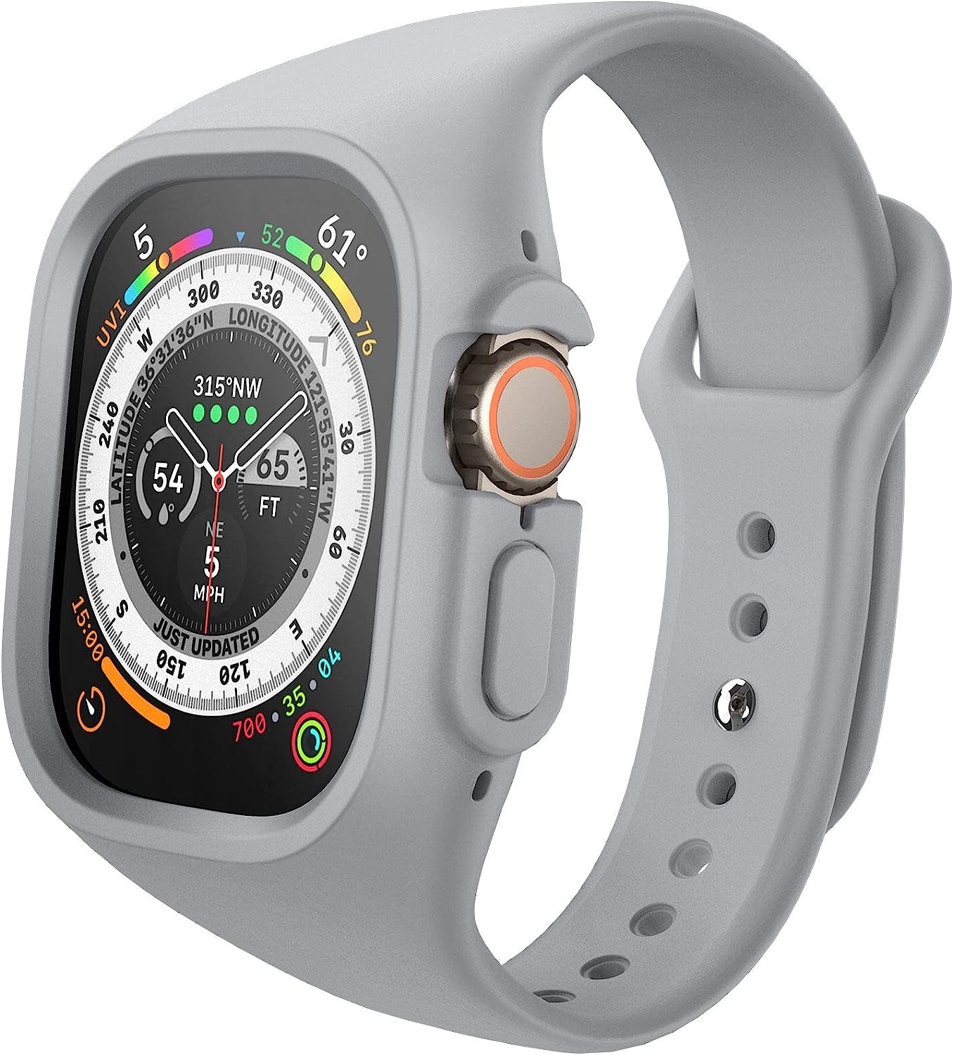 SURITCH Band Compatible with Apple Watch Ultra 49Mm, Soft Silicone Bumper Protective Case with Strap Bands for Apple Watch Ultra Band Men Women SURITCH Grey