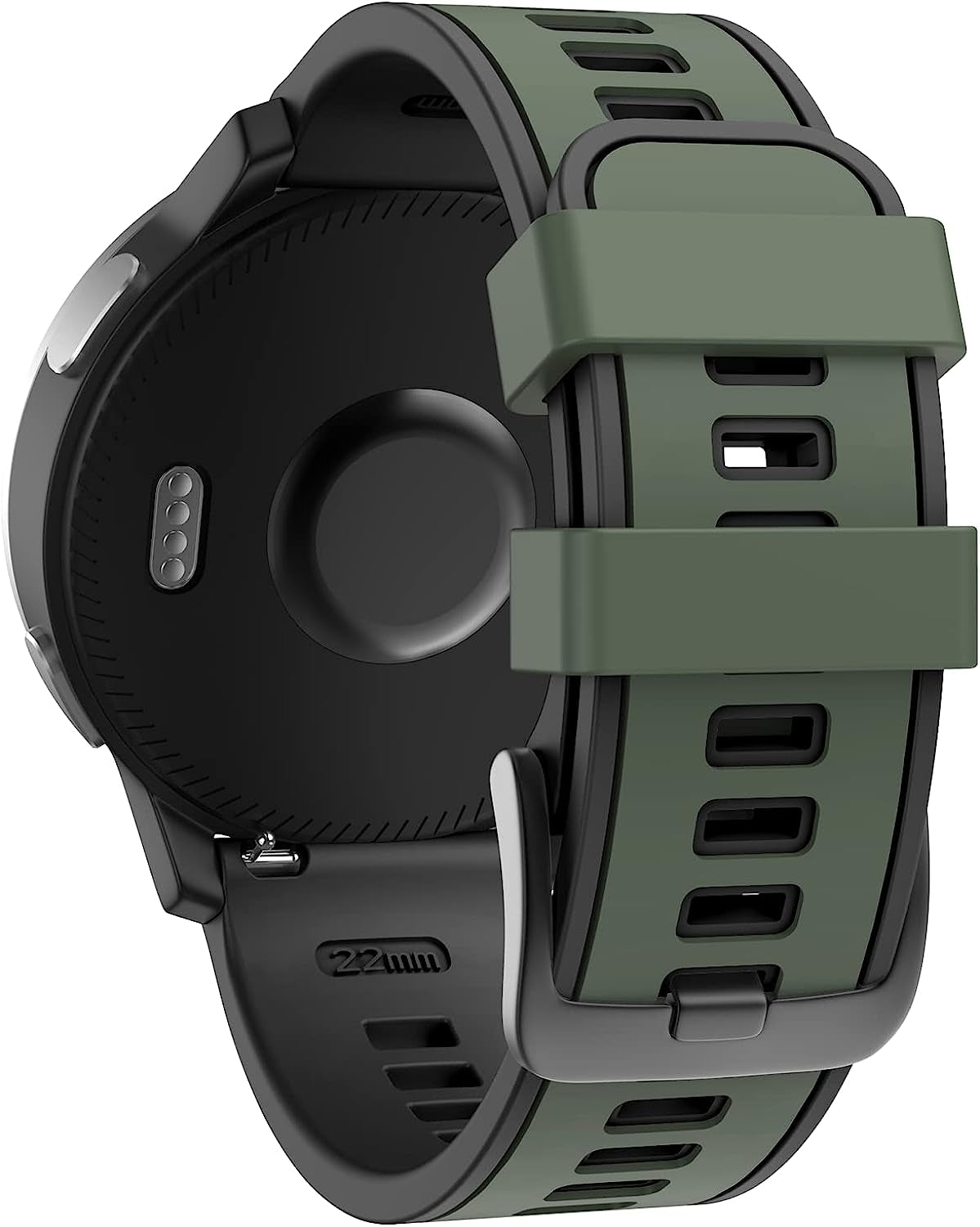 ISABAKE Bands for Compatible with Garmin Vivoactive 4/ Samsung Galaxy Watch 46Mm, 22Mm Silicone Band for Ticwatch Pro S2//E2/Venu 2/Samsung Gear S3 Classic/Samsung Gear S3 Frontier/ Huawei GT Smartwatch Isabake Army Green Black 22MM