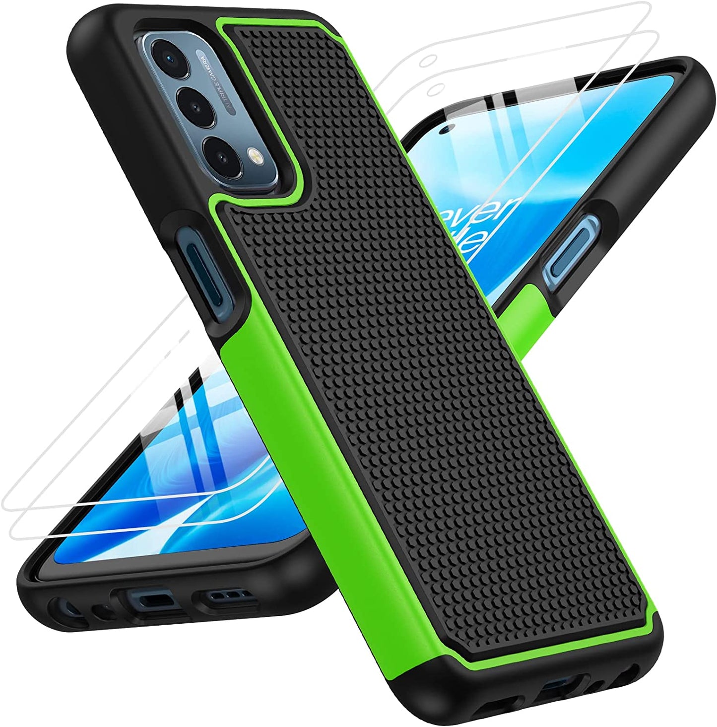 JXVM for Oneplus Nord N200 5G Case: Dual Layer Protective Heavy Duty Cell Phone Cover Shockproof Rugged with Non Slip Textured Back - Military Protection Bumper - 6.49Inch (Black Purple) binghexin Black Green