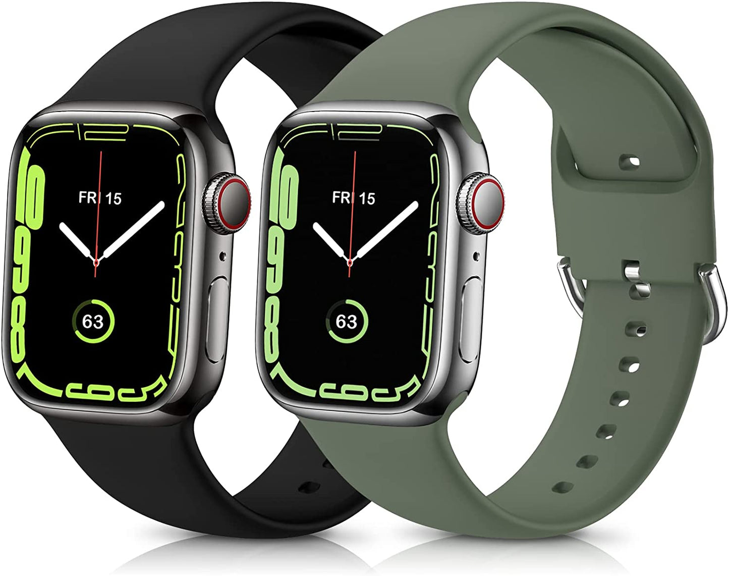 ZALAVER Bands Compatible with Apple Watch Band 49Mm 45Mm 44Mm 42Mm 41Mm 40Mm 38Mm, Soft Silicone Sport Wristbands Buckle Clasp Strap for Iwatch Ultra Series SE 8 7 6 5 4 3 2 1 Women Purple/Lavender ZALAVER Black/Olive Green 38mm/40mm/41mm