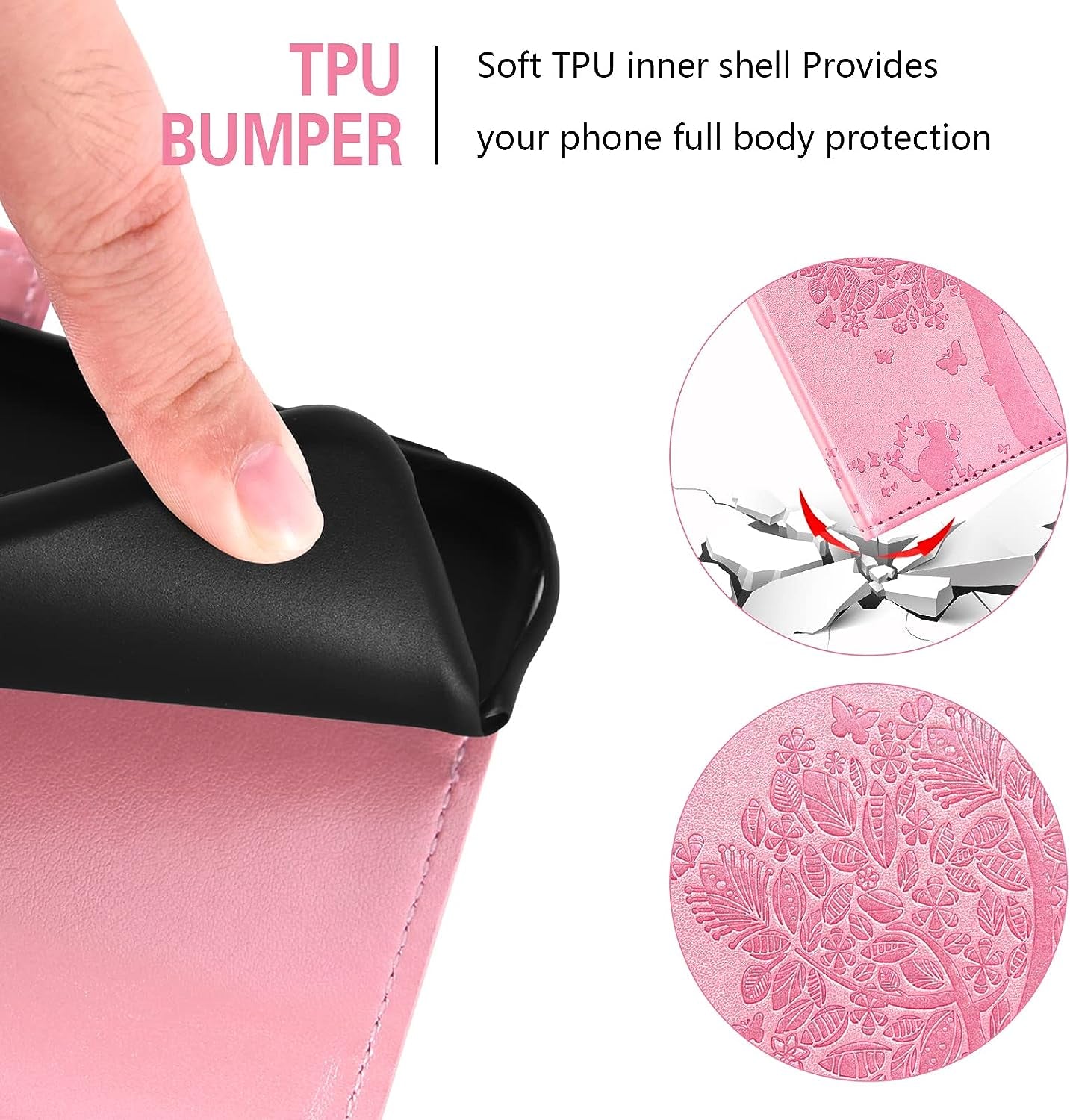 Asuwish Compatible with LG V35 Thinq V30 plus Wallet Case and Tempered Glass Screen Protector Flip Wrist Strap Card Holder Cell Phone Cover for LGV30 LGV35 LG30 LG35 V 30 35 V30+ V30S H931 Rose Gold Asuwish