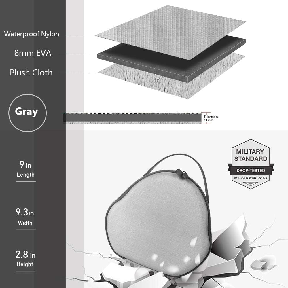 Zaracle Hard EVA Carrying Travel Case for Airpods Max Headphones, with Silicone Earpads Cover (Gray) Zaracle