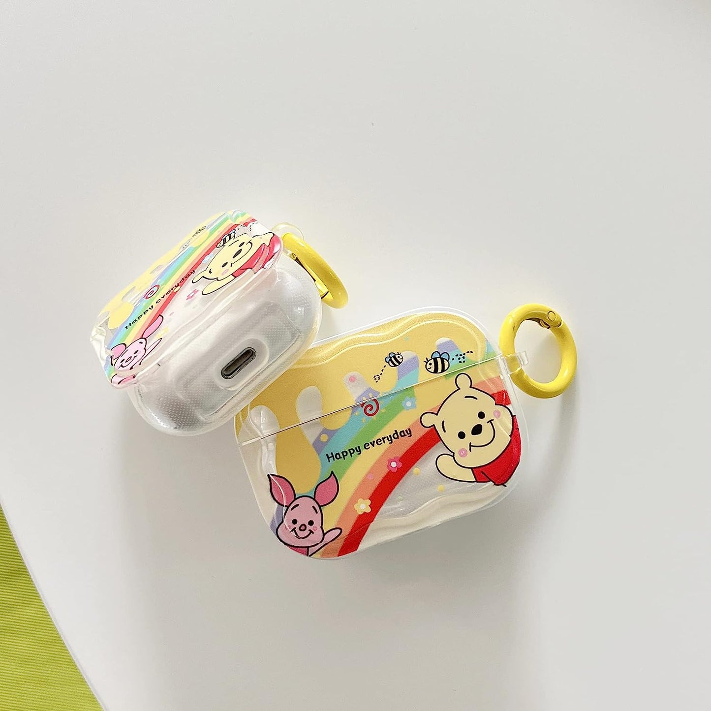 Ifilove for Cute Airpods Case, Girls Boys Kids Cute Cartoon Piglet Winnie the Pooh Soft TPU Protective Shockproof with Ring Case Cover for Apple Airpods 1 & 2 Case iFiLOVE