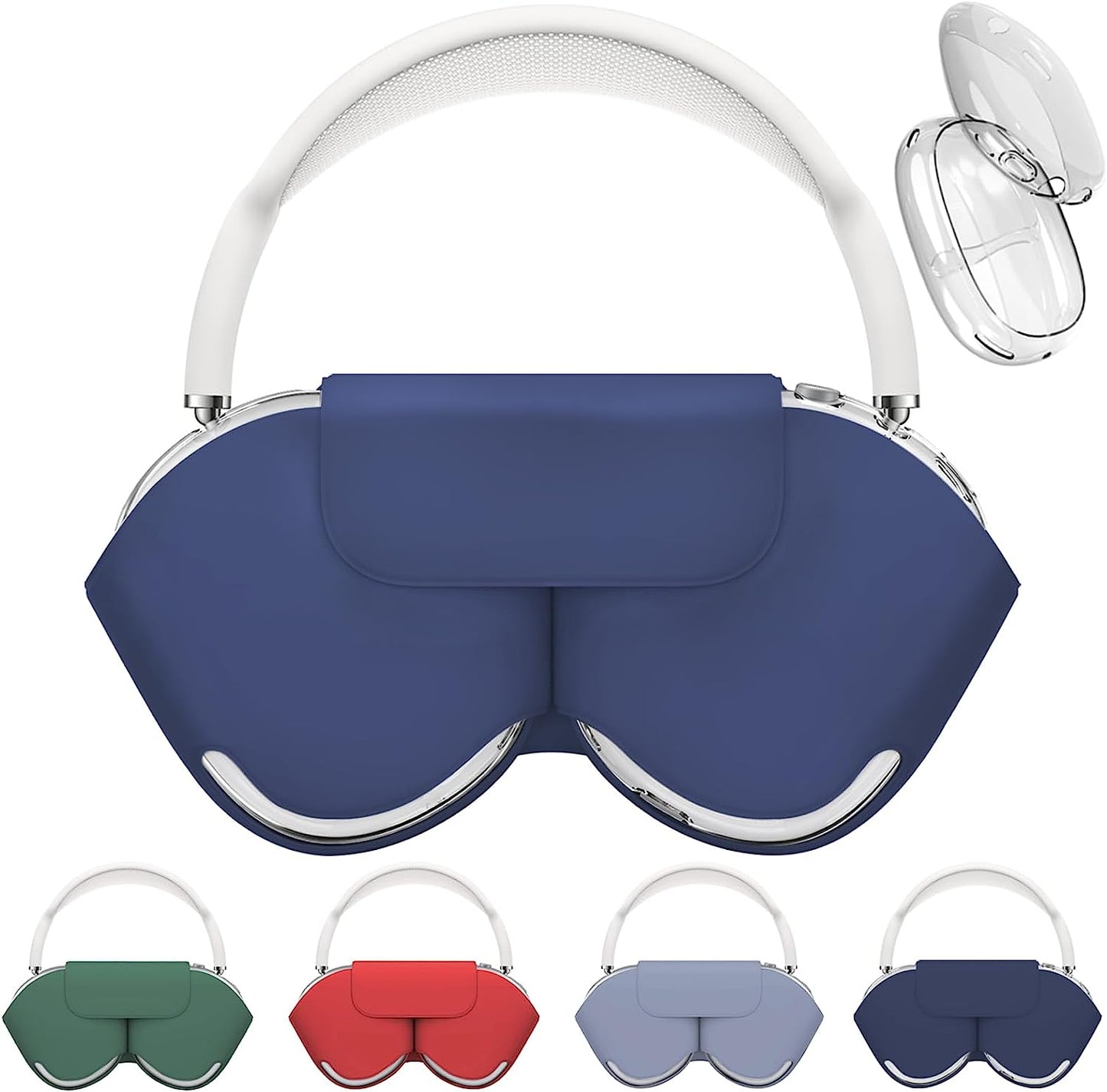 Clear Airpods Max Case and Silicone Airpod Max Automatic Sleep Function Protective Headphones Case,Inesore for Apple Airpods Max Case Accessories anti Scratch Dust Prevention(Black Case+Clear Case) Inesore Blue