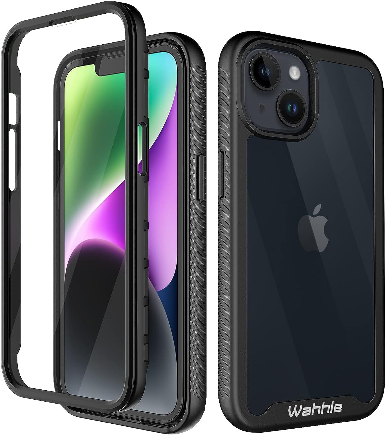 Wahhle Oneplus Nord N200 5G Case, Built in Screen Protector Full Body Shockproof Slim Fit Bumper Protective Phone Cover for 1+ Nord N200 5G Men Women-Black/Clear wahhle Black Iphone 14