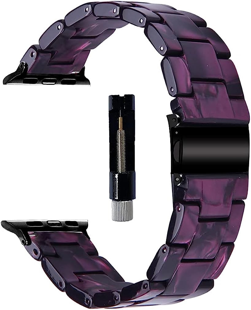 SANXIULY Compatible with Apple Watch Band 38Mm 40Mm 41Mm 42Mm 44Mm 45Mm/Apple Watch Band Ultra 49Mm, Iwatch Resin Bands for Women Compatible for Apple Watch Series 8 7 6 5 4 3 2 1 Se SANXIULY Purple 38/40/41MM