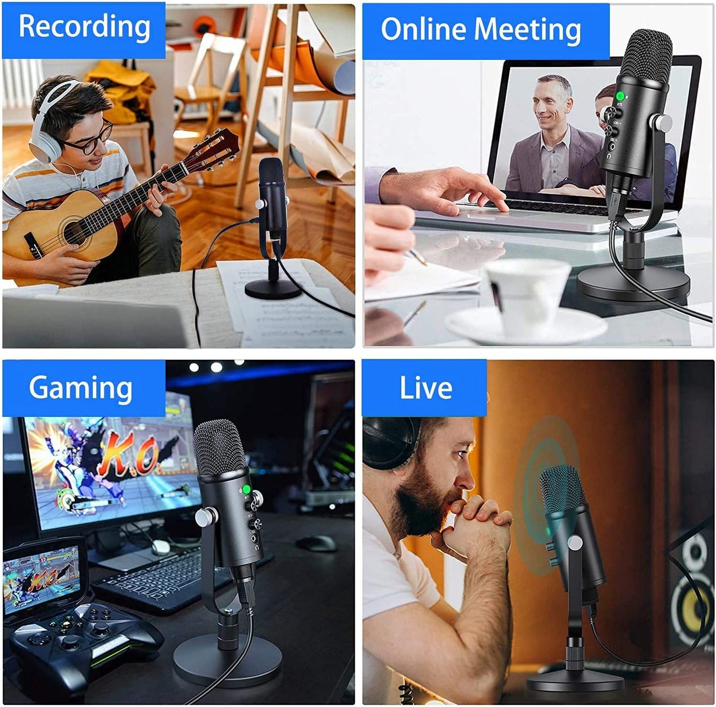 Mercase USB Microphone for Mac,Pc,Phone Mic for Sing,Asmr,Podcast with Mute Button,Noise Cancelling,Headphone Output and Volume Control,Mic Gain Control for Vocal,Youtube Podcast on Mac and Windows Mercase