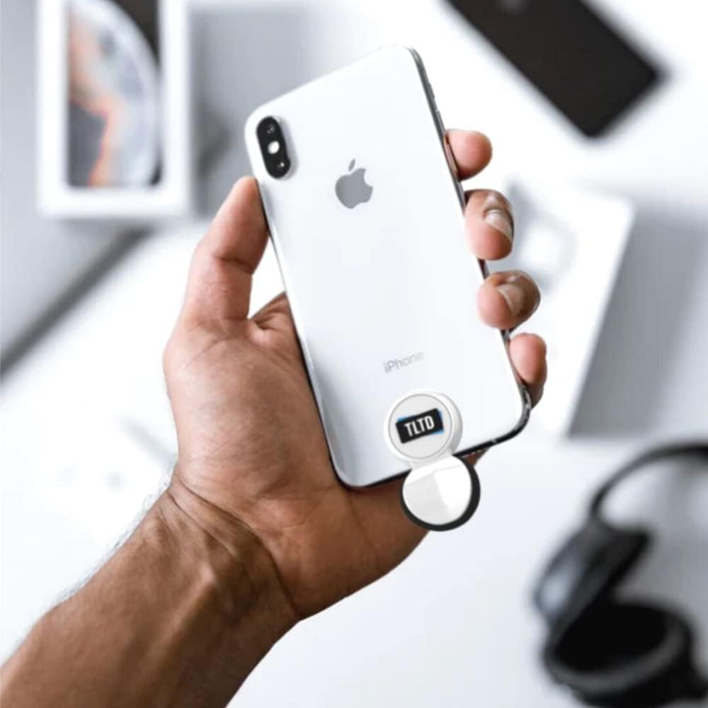 TLTD Premium Phone Grip Holder with 360°Rotation Pop Out Silicone Cushion Finger Grip for Iphone Samsung Smartphones with Secure Stick to Phone & Case Comfortable than Ring & Collapsible Strap (Black) TLTD White