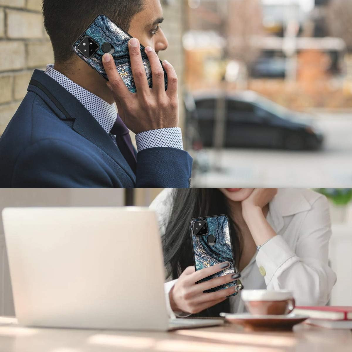 Pixel 4A 5G Case,Google Pixel 4A 5G Case,Casewind Marble Design Cute Thin Slim Fit Hard PC TPU Rugged Bumper Shockproof Hybrid Anti-Srcatch Protective Phone Case for Google Pixel 4A 5G,6.2",Navy Blue Casewind