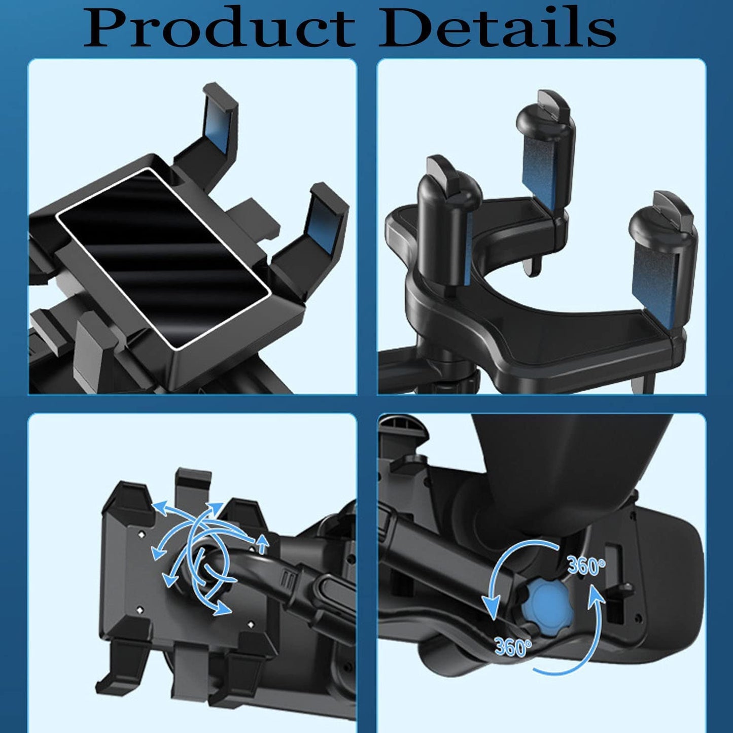 2022 New Version-Car Phone Holder Mount, Rearview Mirror Phone Holder for Car, 360°Rotatable and Retractable Car Phone Holder, Multifunctional Phone Mount for Car, for All Mobile Phones Ylahdent