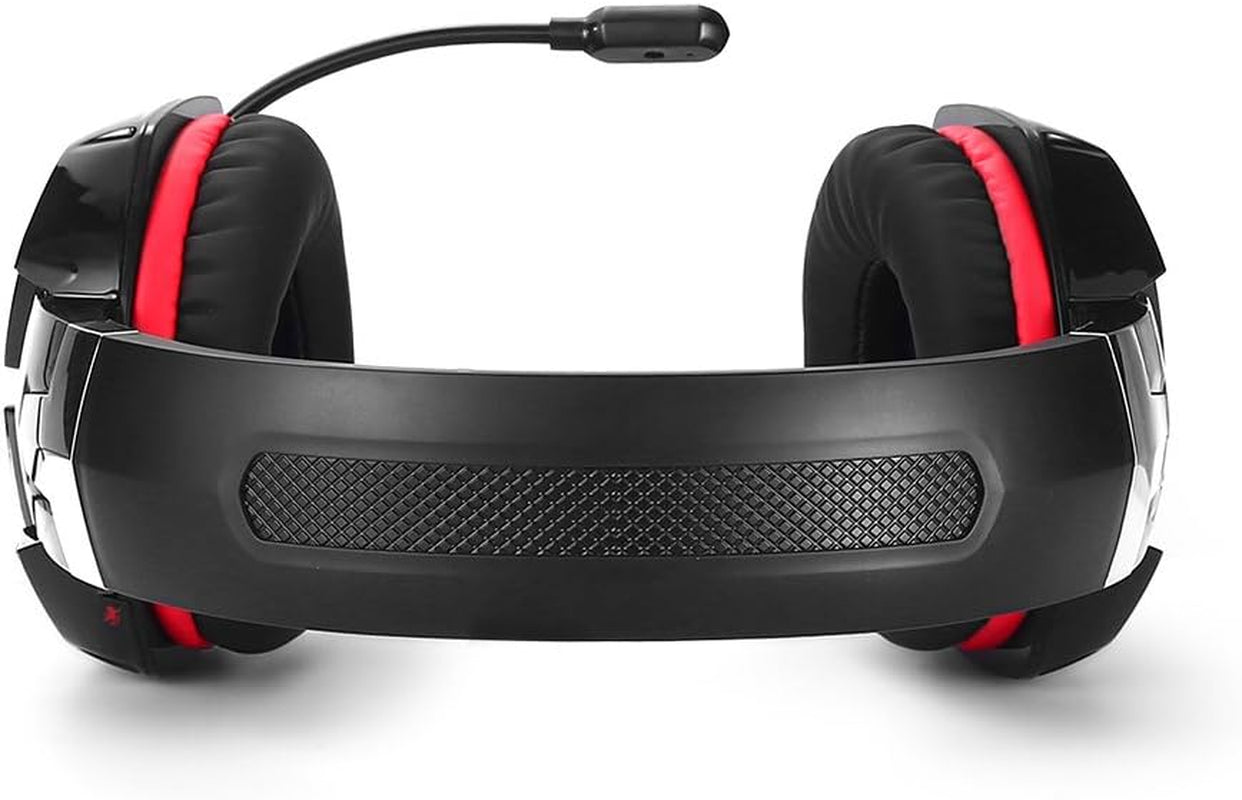 Mylooverleo Wired PC Gaming Headset over Ear Stereo Bass Headphone with Ambient Noise Reduction Mic 3.5Mm Plug Cable for PS4 PC Smart Phone (Red) MeetLEO