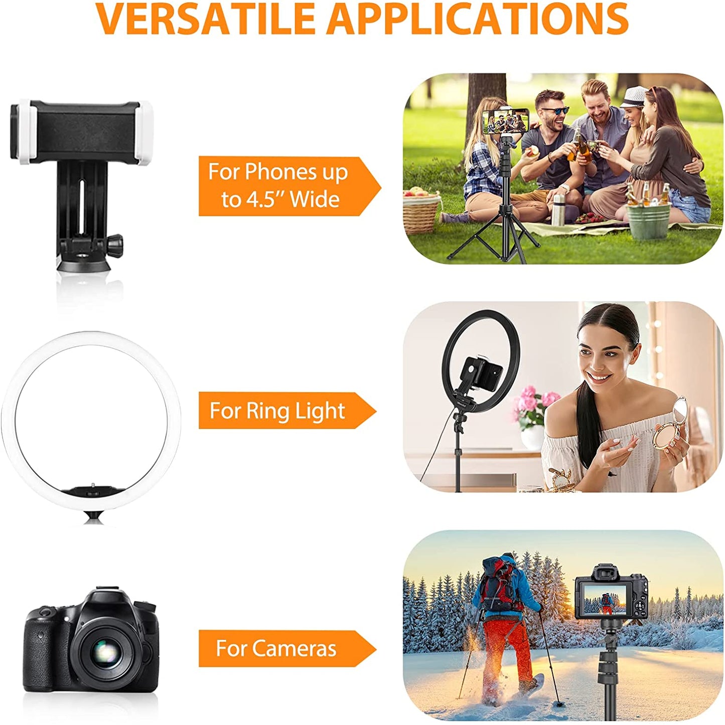 Ubeesize 12'' Ring Light with 62'' Selfie Stick Tripod, LED Ring Light with Stand and Phone Holder for Recording/Makeup/Youtube/Tik Tok, Compatible with Cell Phone, Camera UBeesize