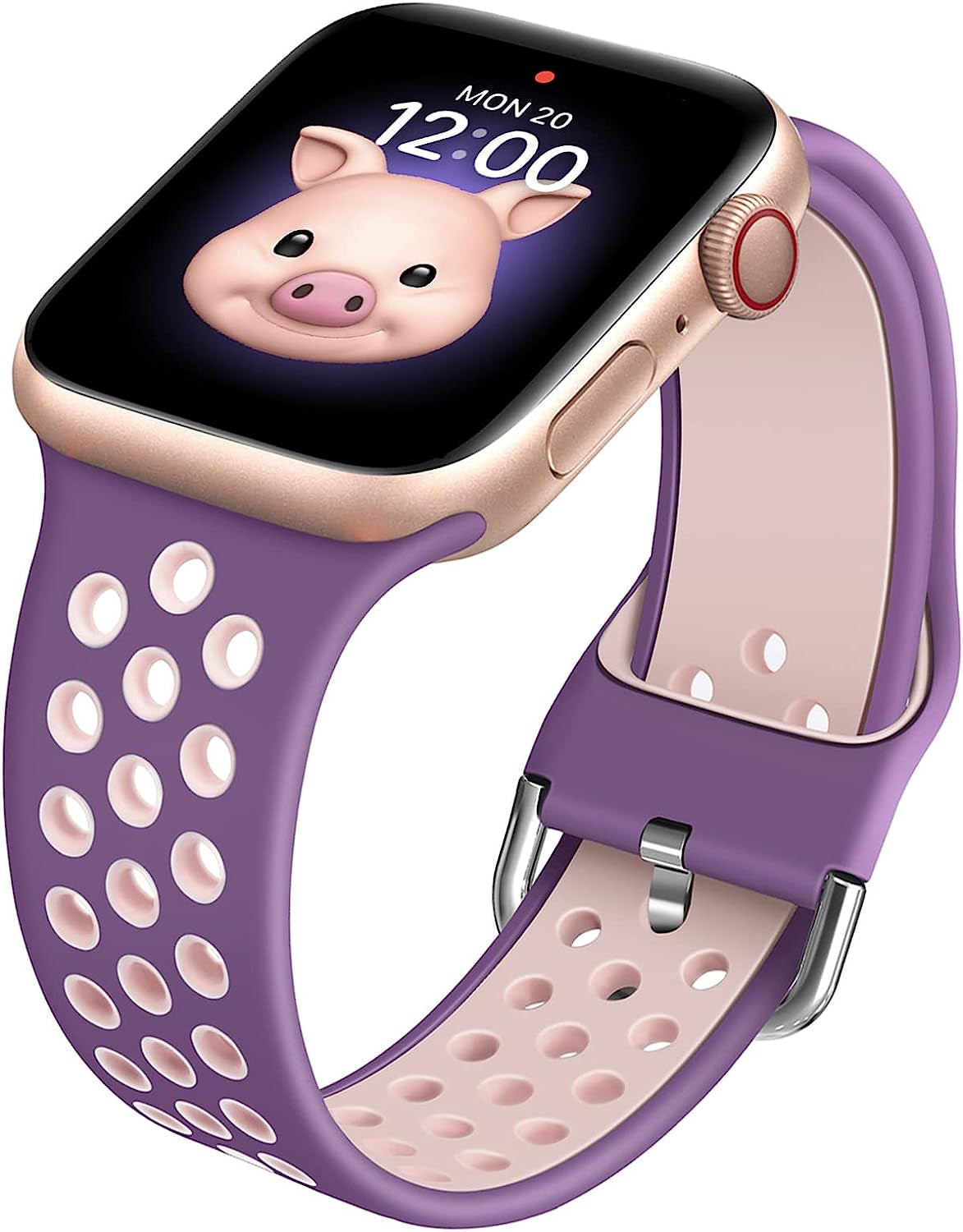 Blackpro for Kids Apple Watch Band, Waterproof Silicone Strap for Boys Girls, Compatible with Apple Watch Series 7/6/5/4/3/2/1/SE 38Mm 40Mm 41Mm & 42Mm 44Mm 45Mm BlackPro Purple&Sandpink 38/40/41mm