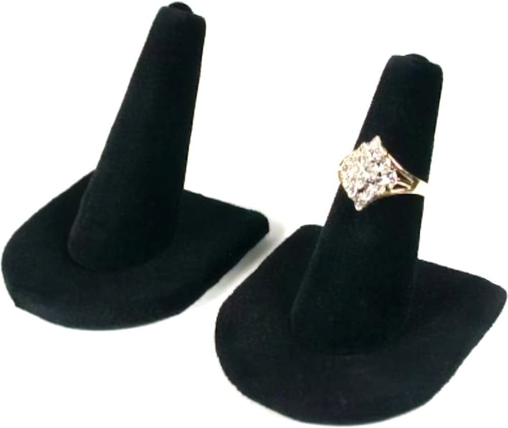 2 Black Velvet Ring Finger Jewelry Holder Showcase Display Stands FindingKing