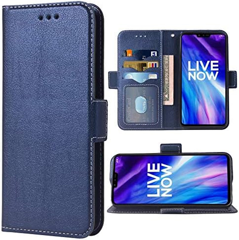 Phone Case for LG V40 Thinq Folio Flip Wallet Case,Pu Leather Credit Card Holder Slots Full Body Protection Kickstand Hard Hybrid Protective Phone Cover for LGV40 Storm V 40 Thin Q V40Thinq Rose Gold WWAAYSSXA Blue