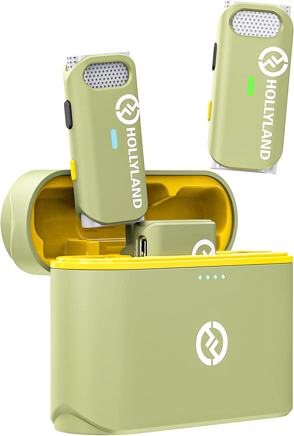 Hollyland Lark M1 Wireless Lavalier Microphone with Noise Cancellation, 656Ft Transmission,8H Battery Life, Compact Wireless Lapel Microphone System for DSLR Cameras/Iphone/Android/Live Streaming HollyView Light Green 2TX+1RX