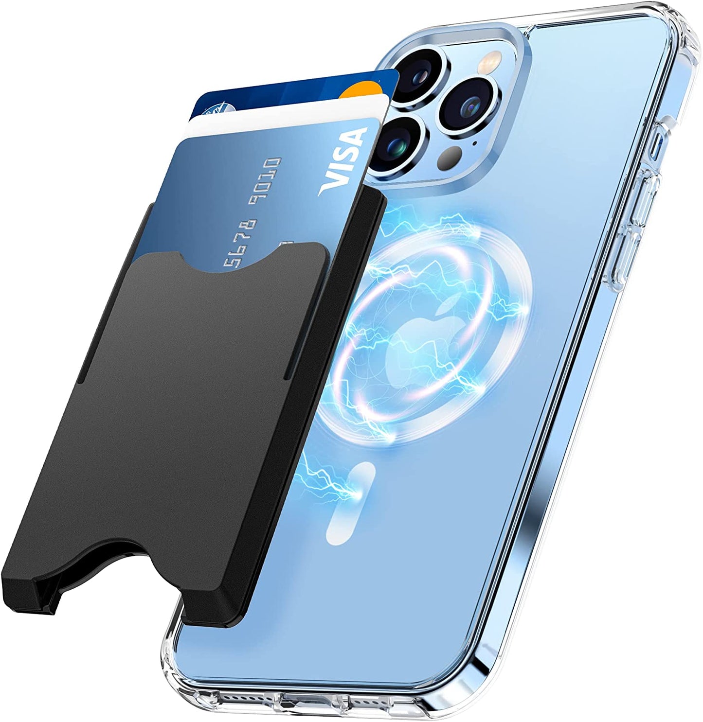 Shields up for Magsafe Wallet Magnetic Card Holder Compatible with Iphone 14/14 Pro/14 Plus/14 Pro Max and Iphone 13/12 Series, Slim 3 Card Slot (Clear) Shields Up Inc Black