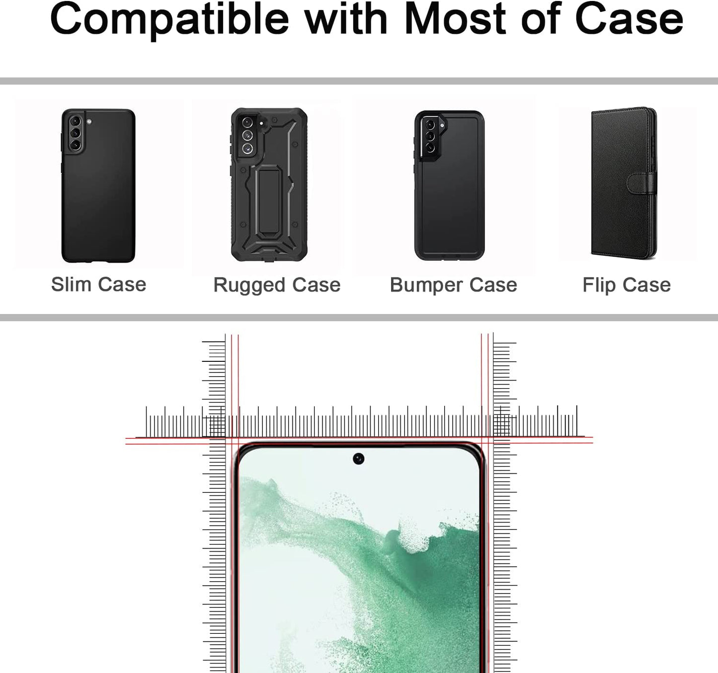 Iander 3 Pack Galaxy S22 Screen Protector, 3 Pack Camera Lens Protector with Easy Installation Tray, Supports Fingerprint Sensor, HD Retina Clarity, Case Friendly iAnder