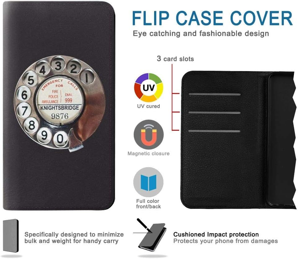 RW0059 Retro Rotary Phone Dial on PU Leather Flip Case Cover for LG V30, LG V30 Plus, LG V30S Thinq, LG V35, LG V35 Thinq jjphonecase