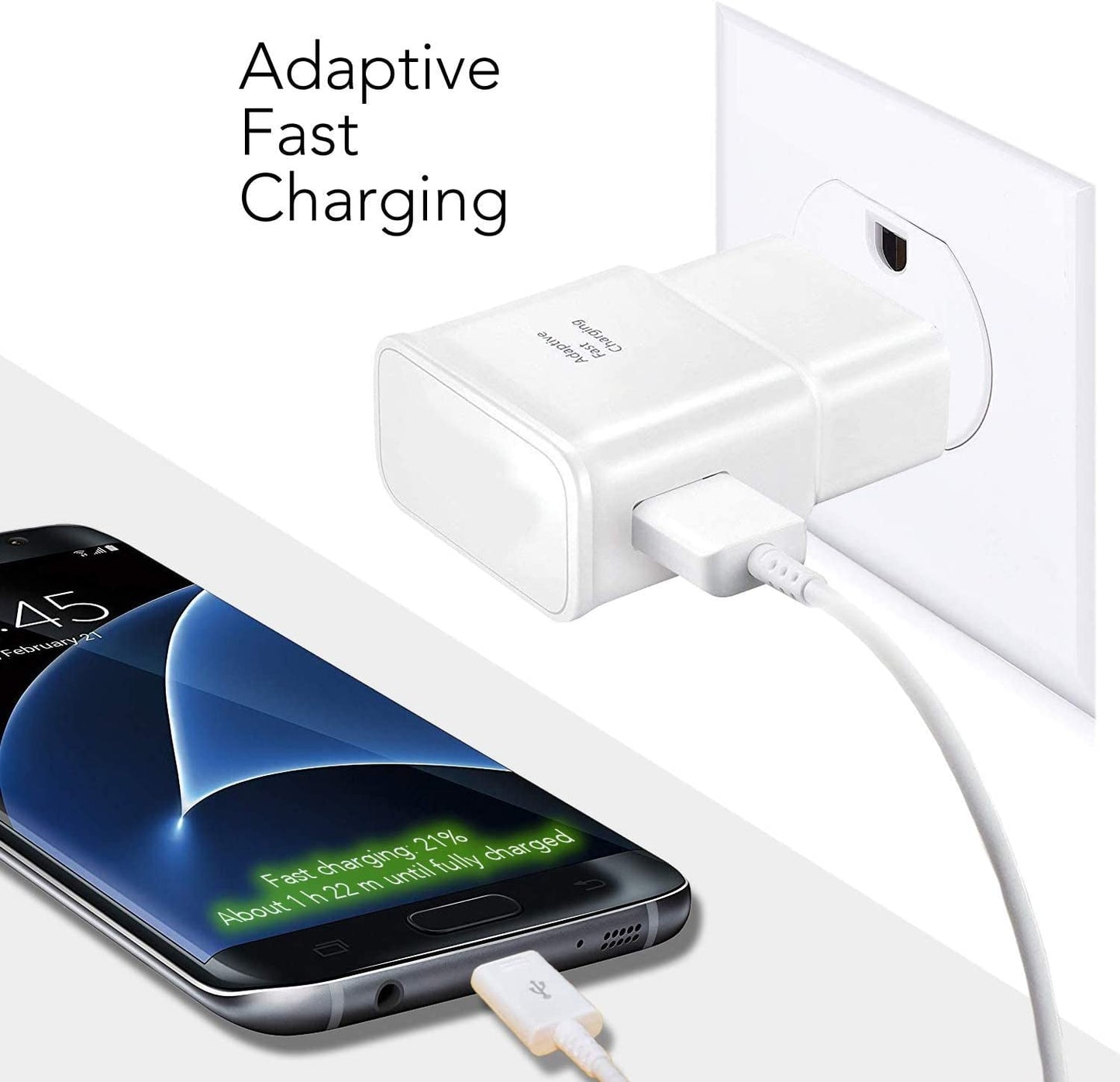 Wall Charger Kit Adaptive Fast Charge Compatible Samsung Galaxy S7 / S7 Edge / S6 / S6 plus / A6 / J7 / J3 / Note5 4, USB 2.0 Charger Plug and Micro USB Cable (2 Pack) Shenzhen Yuanjiaxin Trading Co.,Ltd
