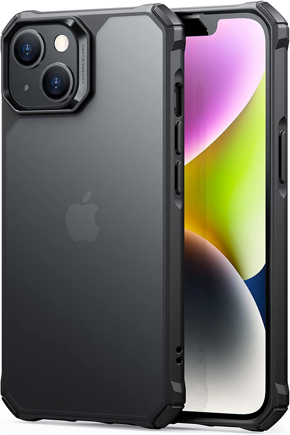 ESR Air Armor Case, Compatible with Iphone 13 Case/Iphone 14 Case, Military-Grade Protection, Shockproof Air-Guard Corners, Yellowing Resistant, Hard Acrylic Back, Scratch Resistant, Clear Electronic Silk Road Corp Frosted Black